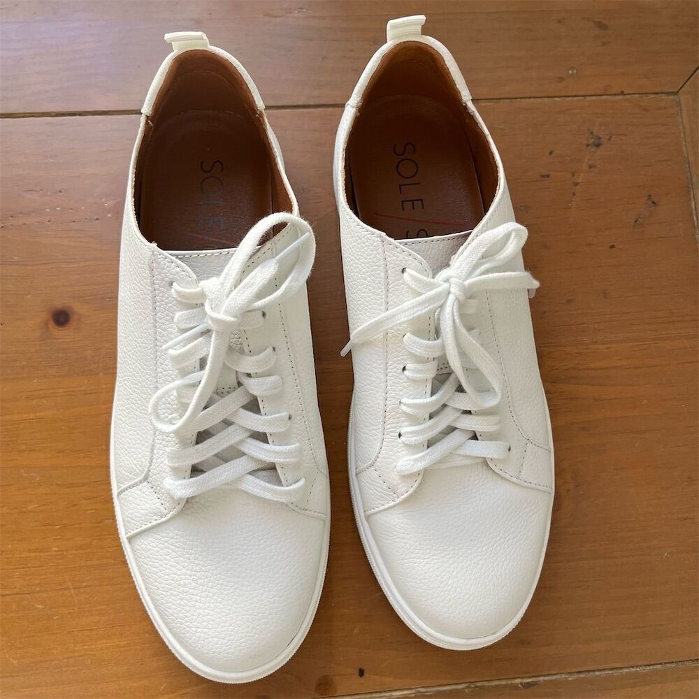 Sole Society Women's White Leather Lace-Up Low-Top Sneakers Size 9M - Picture 6 of 10